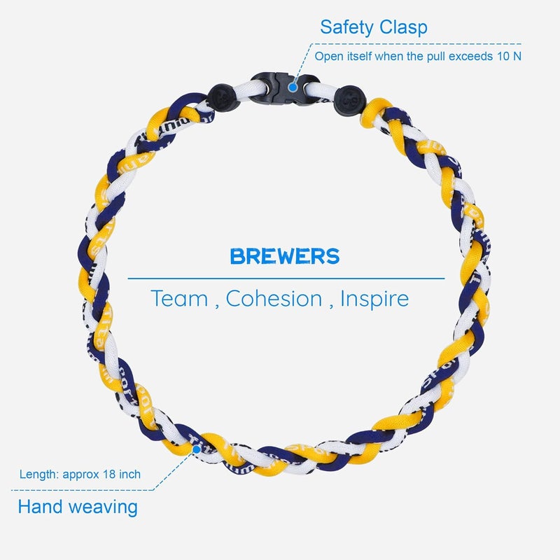 SUPBOMM Baseball Rope Necklaces, League Team Colors Braided Necklace, Baseball Team Gifts - Image 2